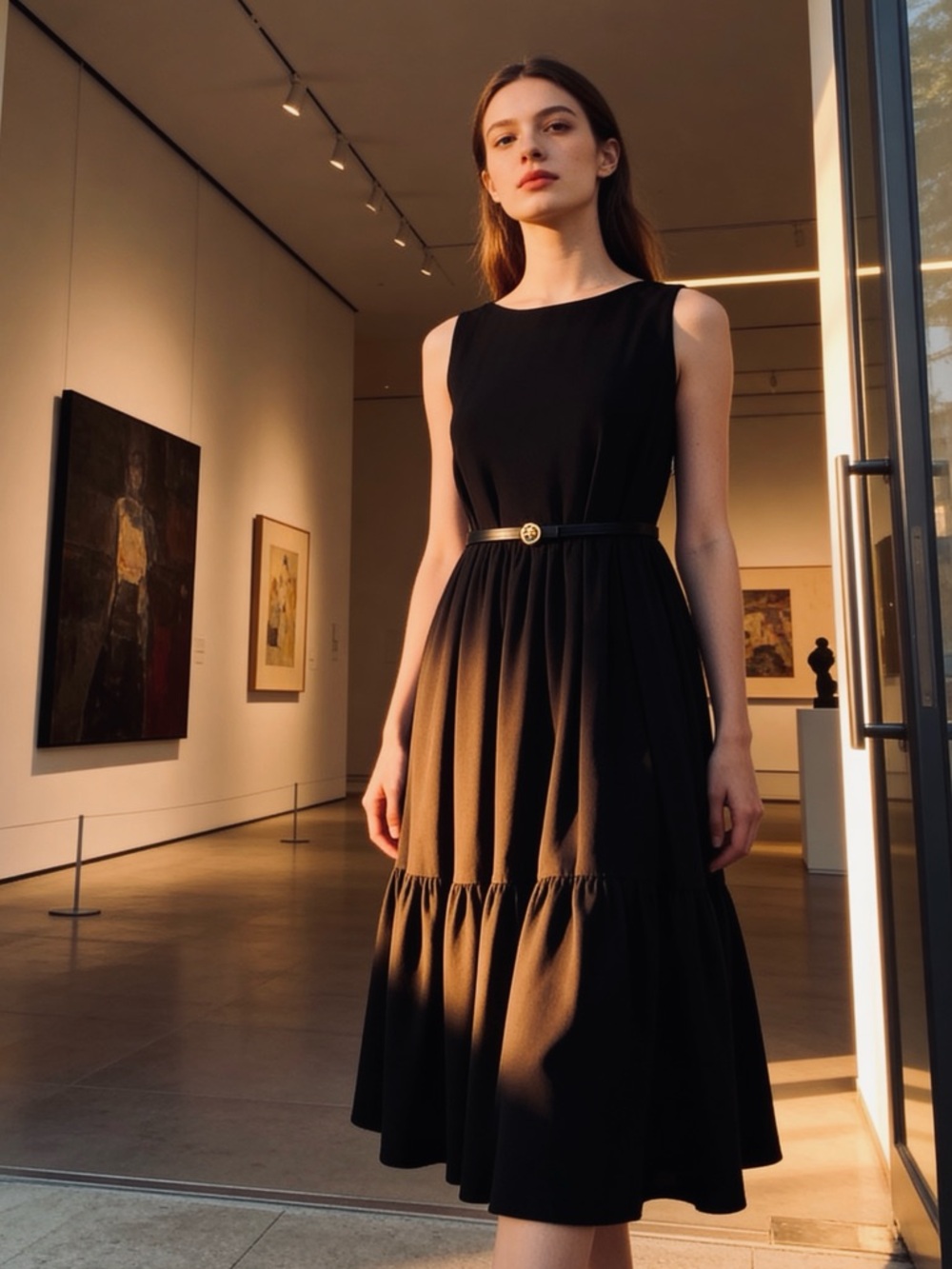 Nicole Miller Black Sleeveless Tiered Midi Dress - Small, NWT